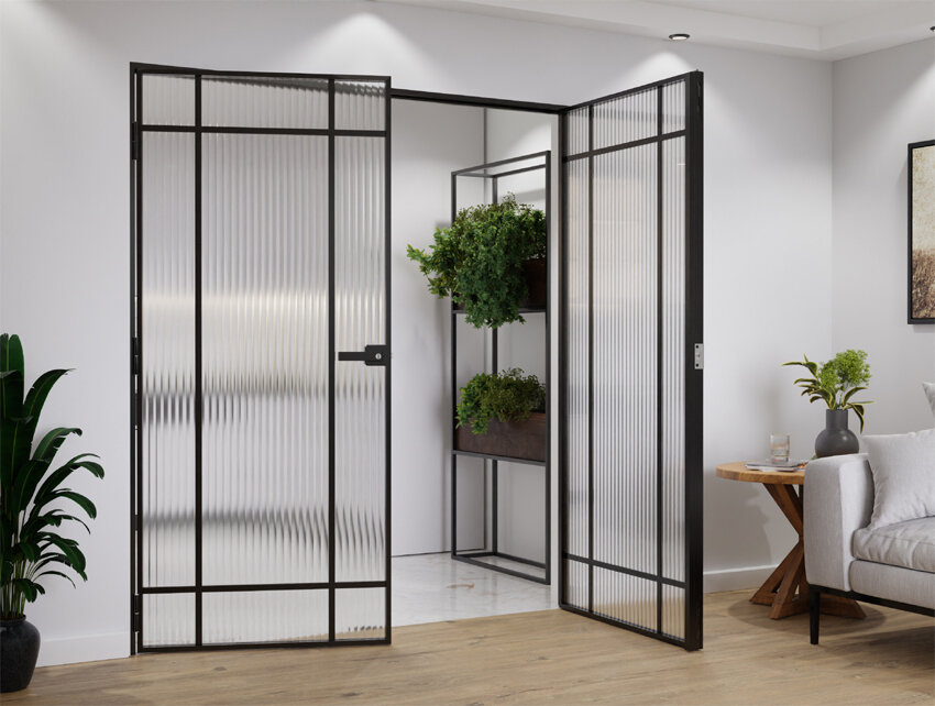 Aluminium Doppeltüren Slim Loft 9-teilig komplett mit Rahmen 