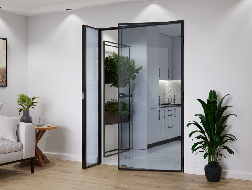 Slim Loft Aluminium-Doppeltüren komplett mit Rahmen 